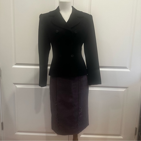 CLUB MONACO Purple Knee-Length Pencil Skirt w Distressed Stitching for Work - Picture 6 of 9